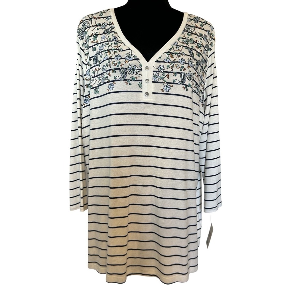 NWT Croft And‎ Barrow Floral Henley Blouse Size 3X